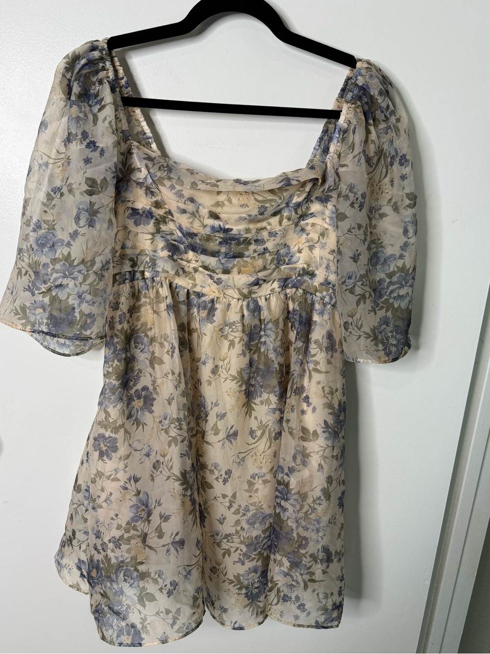 Abercrombie & Fitch Floral Chiffon Mini Dress Large Cottagecore Romantic Y2K
